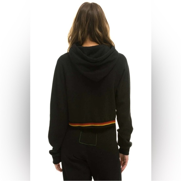 Aviator Nation Logo Striped Cropped Hoodie - Picture 3 of 6